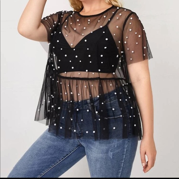 Tops - Sheer shirt with Pearl detail never worn